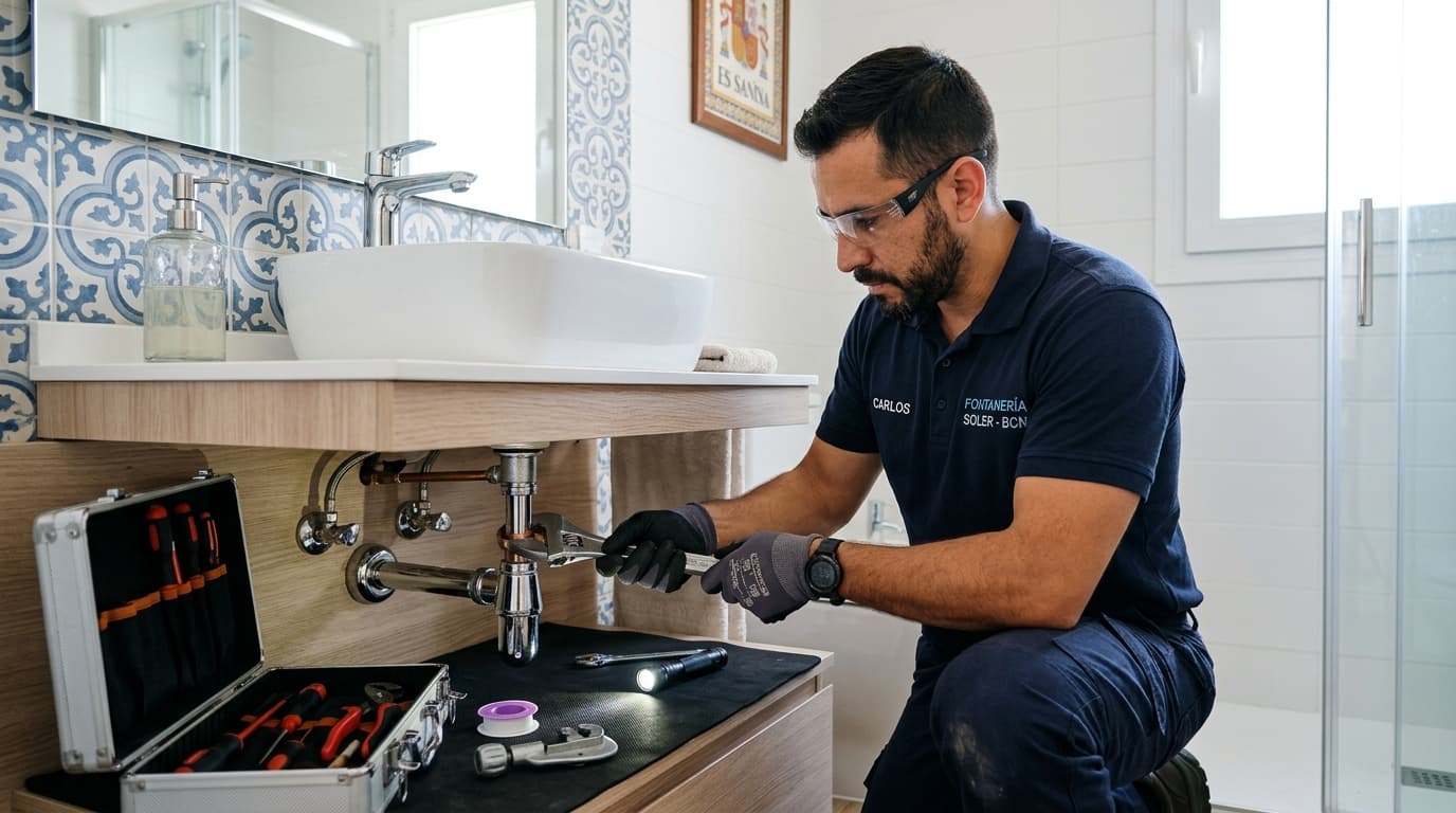 Fontanero de Reforma Lúmina reparando un lavabo